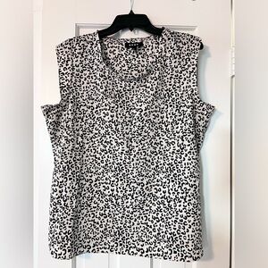 DKNY Black and White Leopard Print Sleeveless Tank